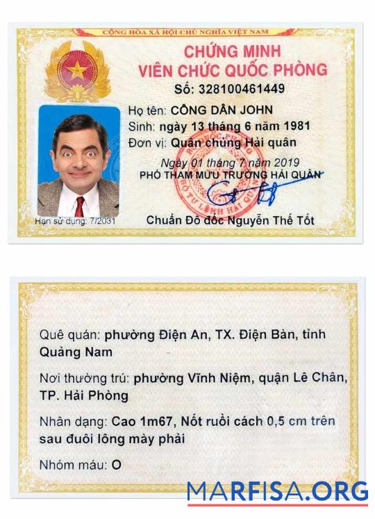 Downloadable Vietnam ID Card Version 3 example